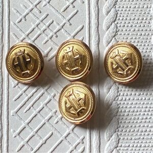 Vintage RARE Signed Waterbury brass gold toned Buttons. 
“H” with crown.